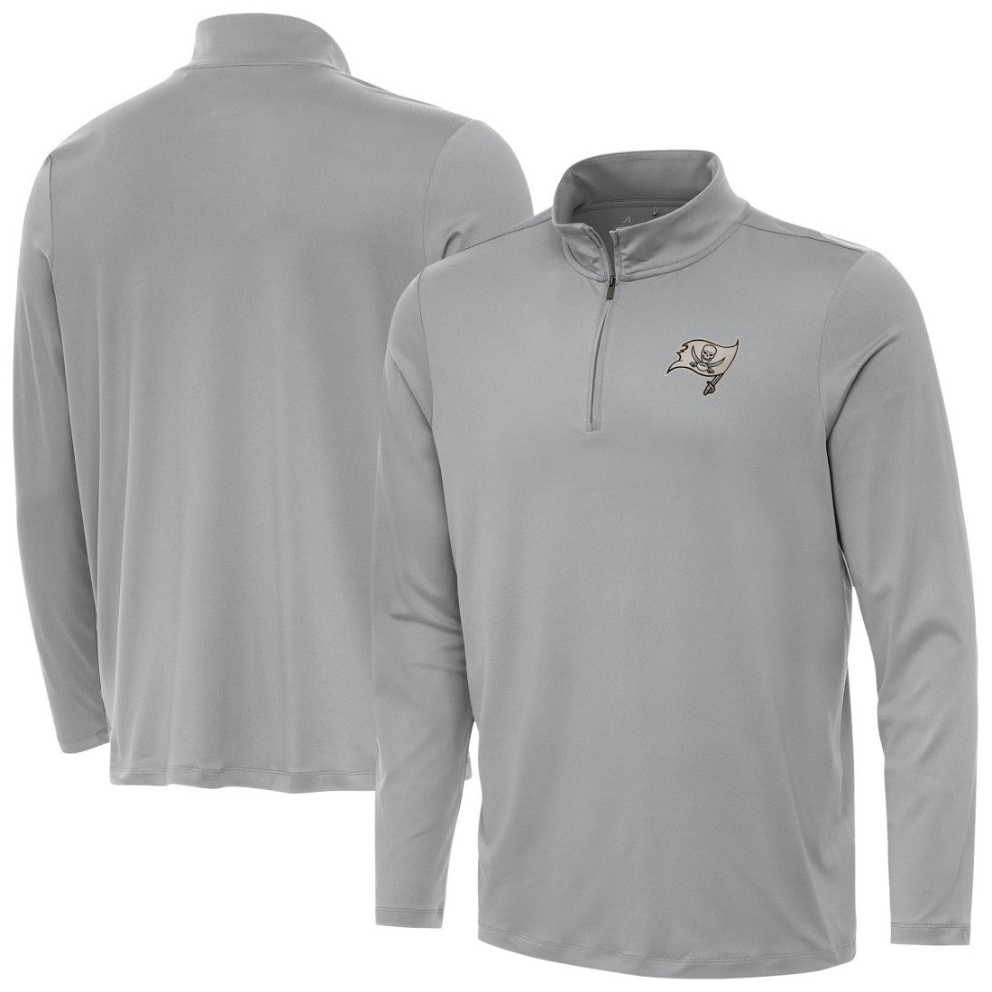 Tampa Bay Buccaneers Antigua Reprocess Quarter-Zip Top Gray