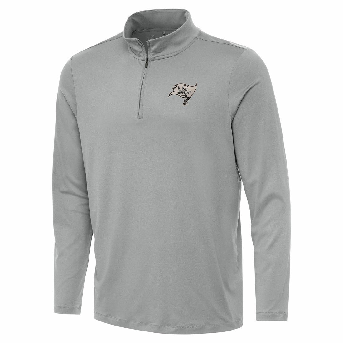 Tampa Bay Buccaneers Antigua Reprocess Quarter-Zip Top Gray