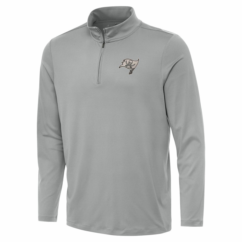 Tampa Bay Buccaneers Antigua Reprocess Quarter-Zip Top Gray