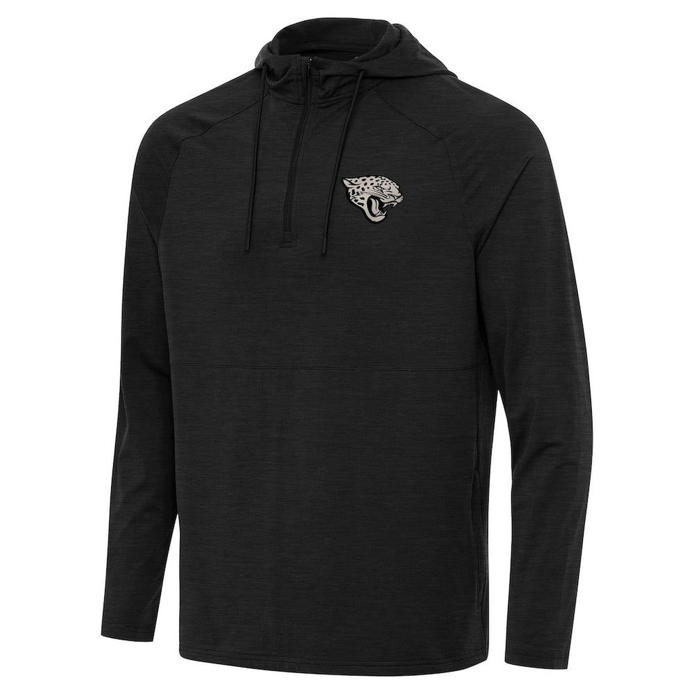 Jacksonville Jaguars Antigua Spikes Raglan Quarter-Zip Hoodie Heather Black