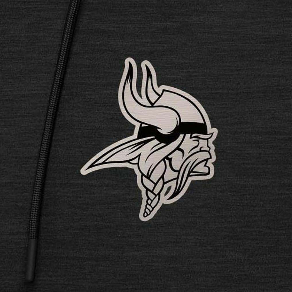 Minnesota Vikings Antigua Spikes Raglan Quarter-Zip Hoodie Heather Black