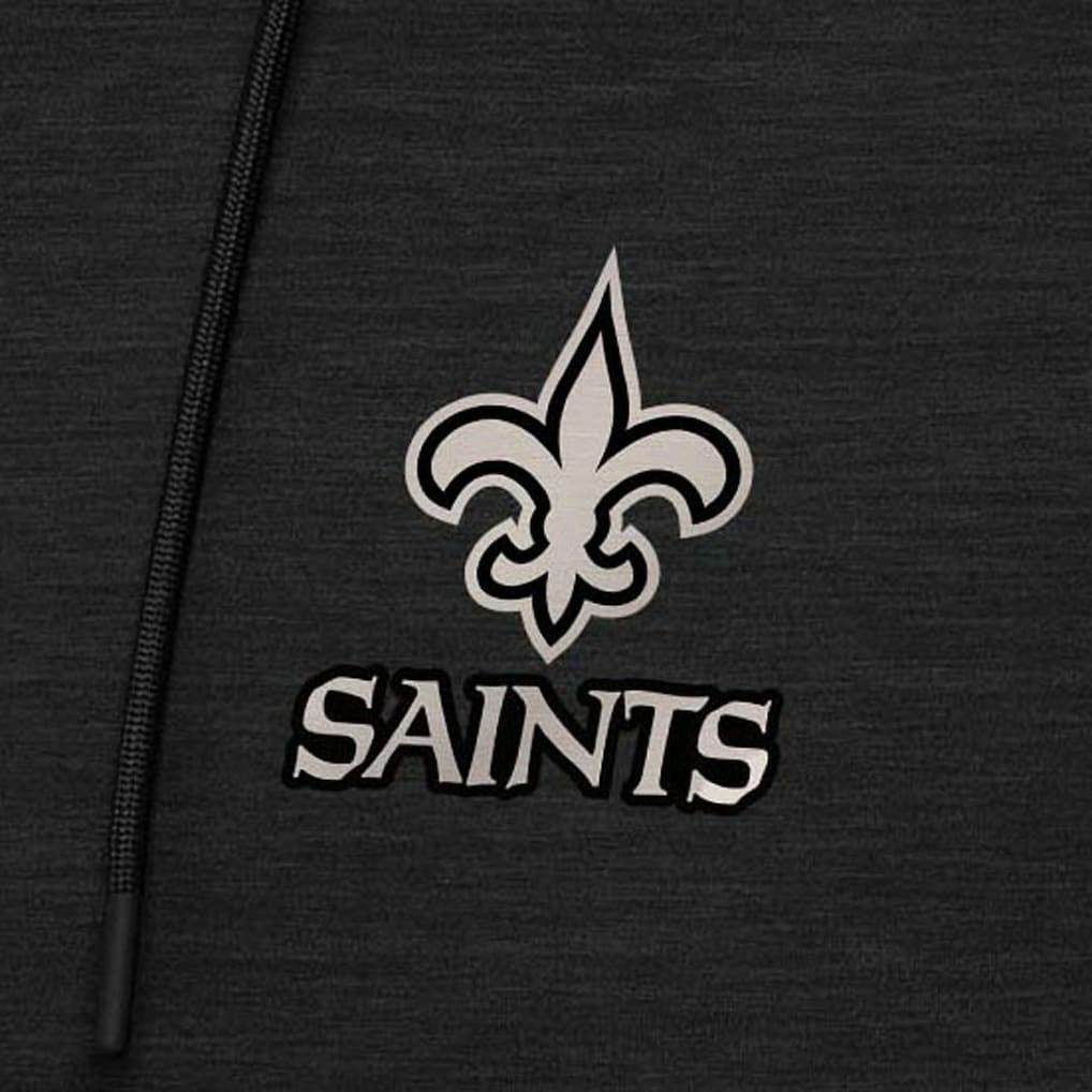 New Orleans Saints Antigua Spikes Raglan Quarter-Zip Hoodie Heather Black