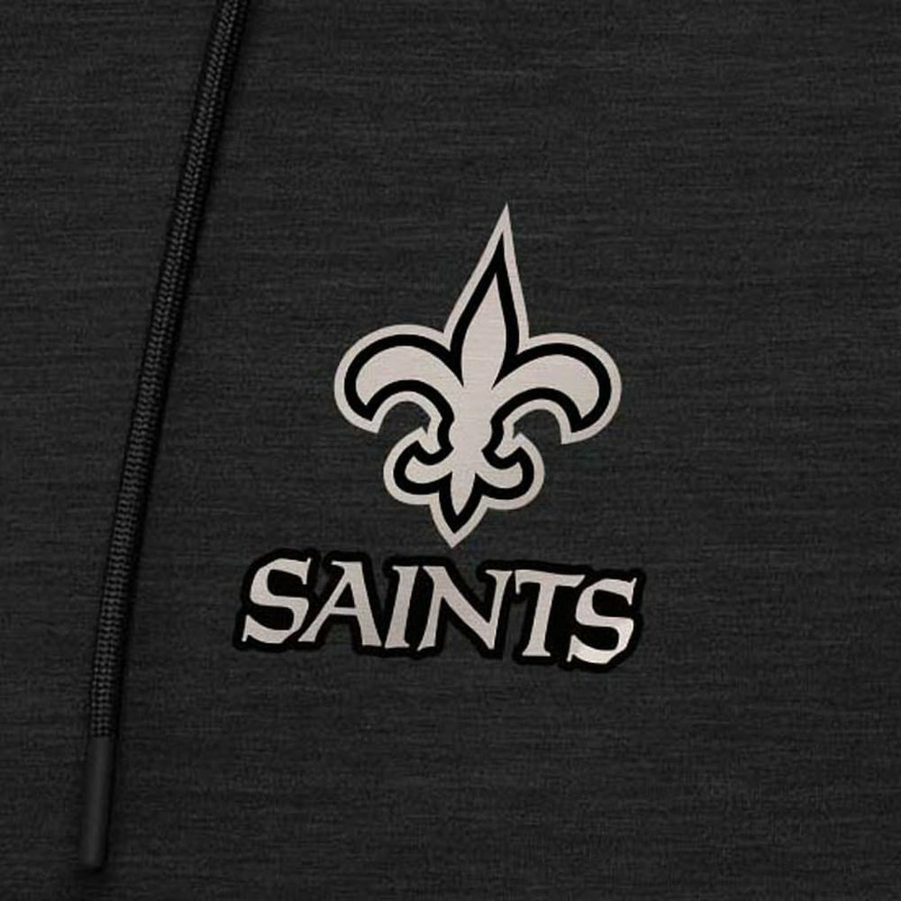 New Orleans Saints Antigua Spikes Raglan Quarter-Zip Hoodie Heather Black