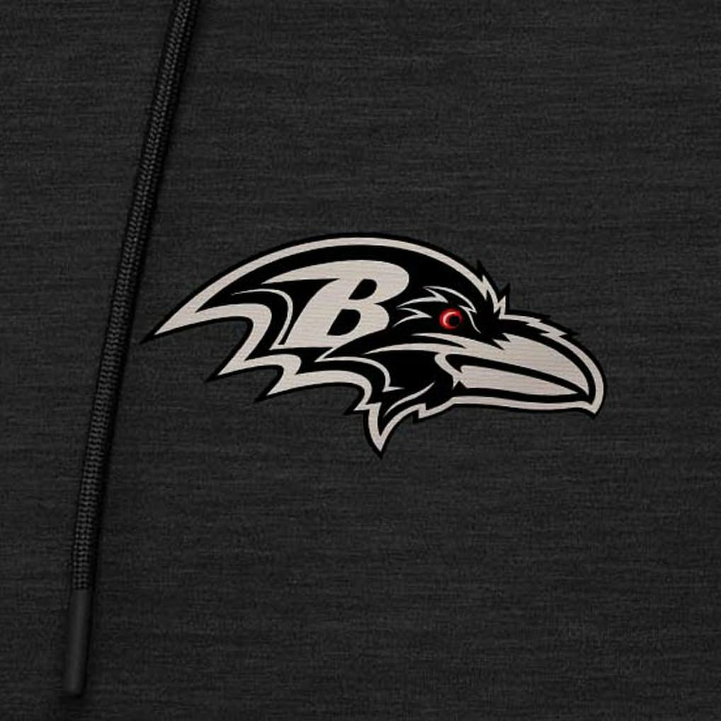 Baltimore Ravens Antigua Spikes Raglan Quarter-Zip Hoodie Heather Black