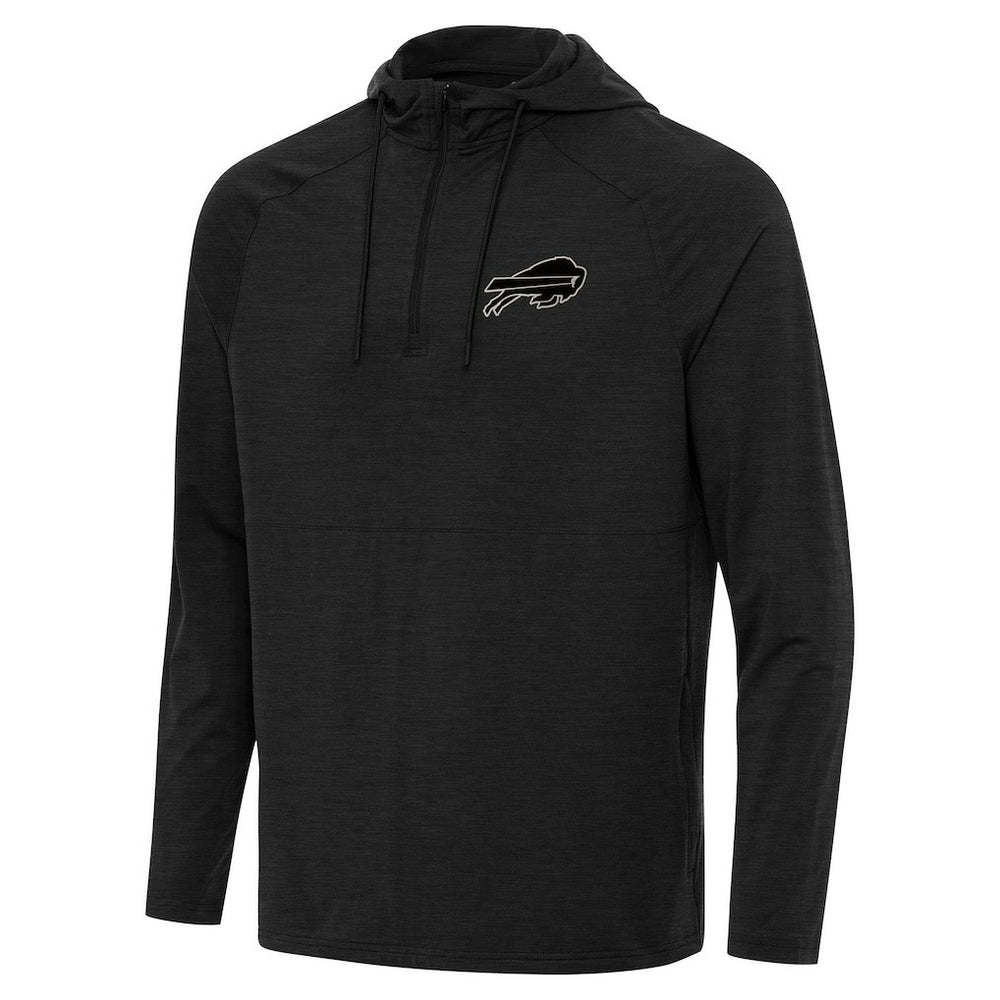 Buffalo Bills Antigua Spikes Raglan Quarter-Zip Hoodie Heather Black