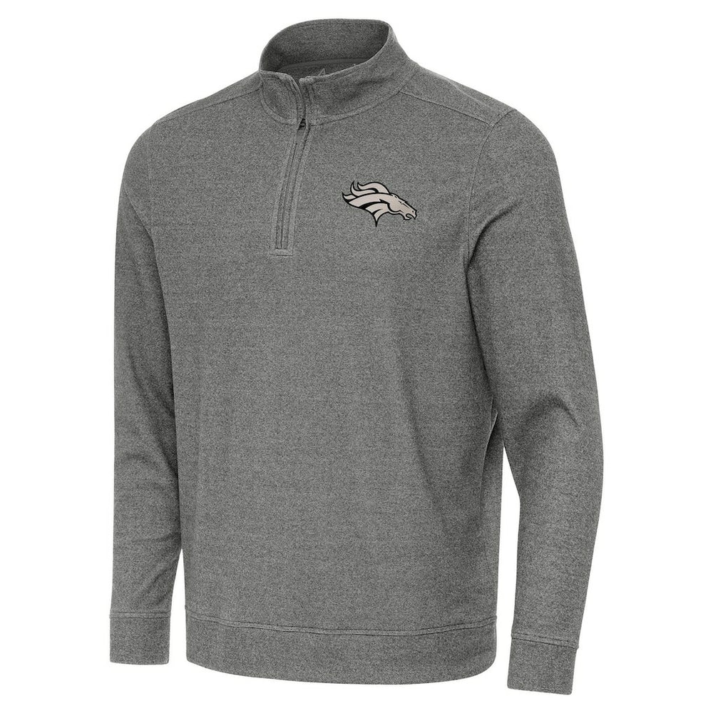 Denver Broncos Antigua Subtle Quarter-Zip Top Heather Black