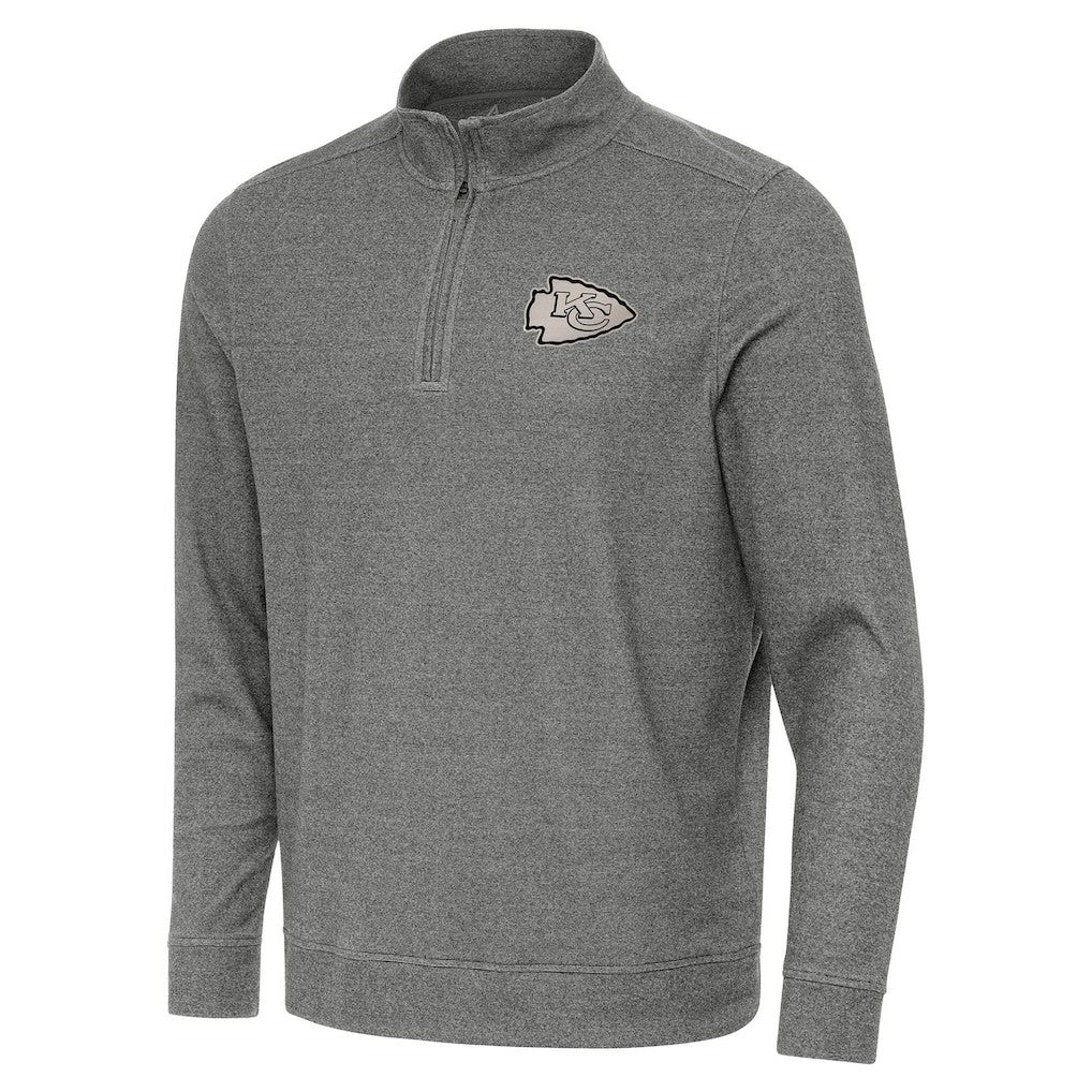 Kansas City Chiefs Antigua Subtle Quarter-Zip Top Heather Black