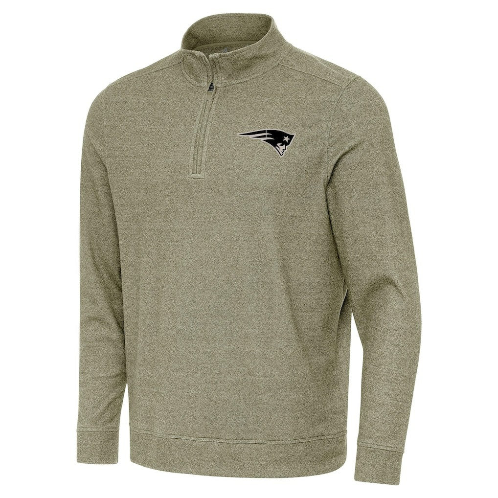 New England Patriots Antigua Subtle Quarter-Zip Top Heather Olive