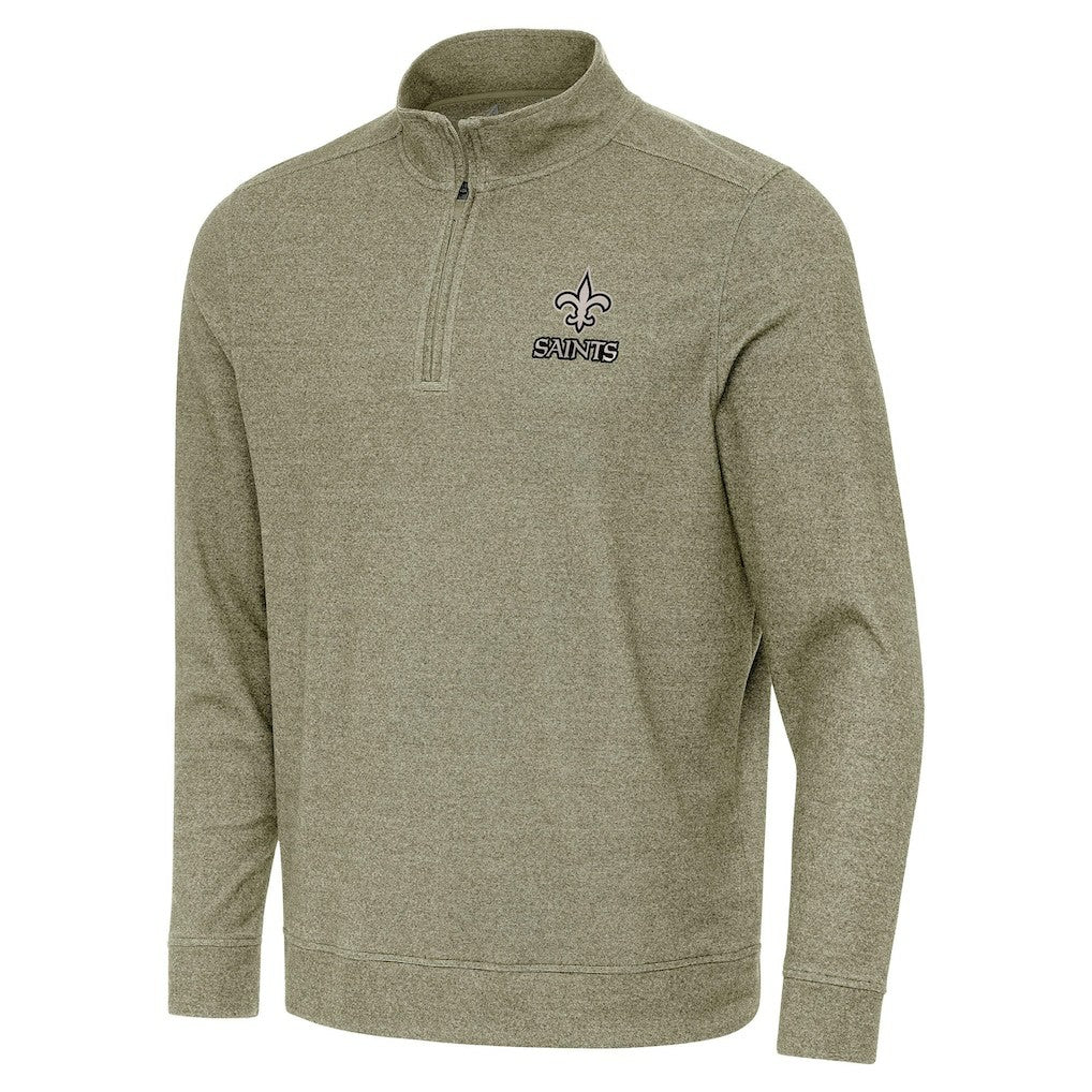 New Orleans Saints Antigua Subtle Quarter-Zip Top Heather Olive