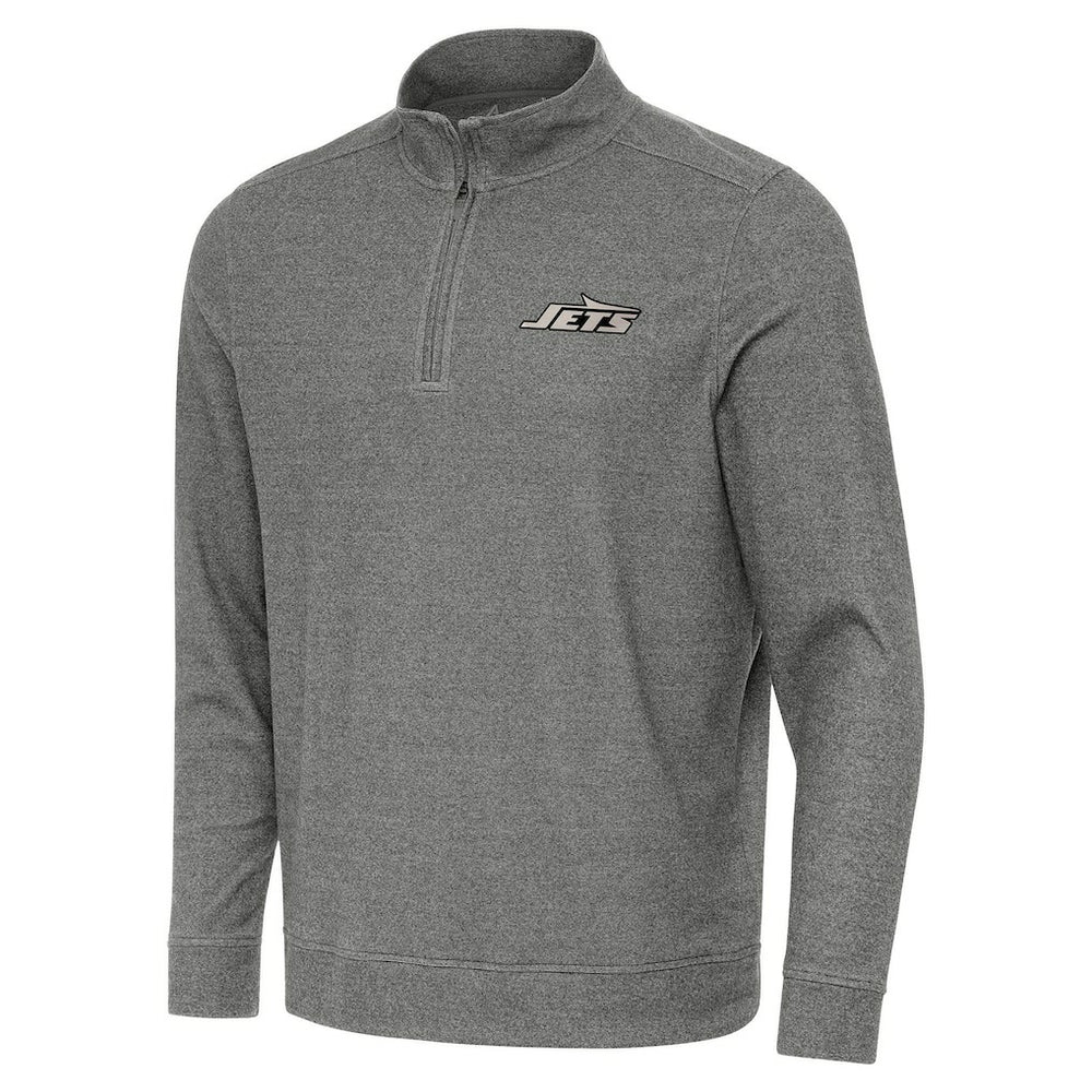 New York Jets Antigua Subtle Quarter-Zip Top Heather Black