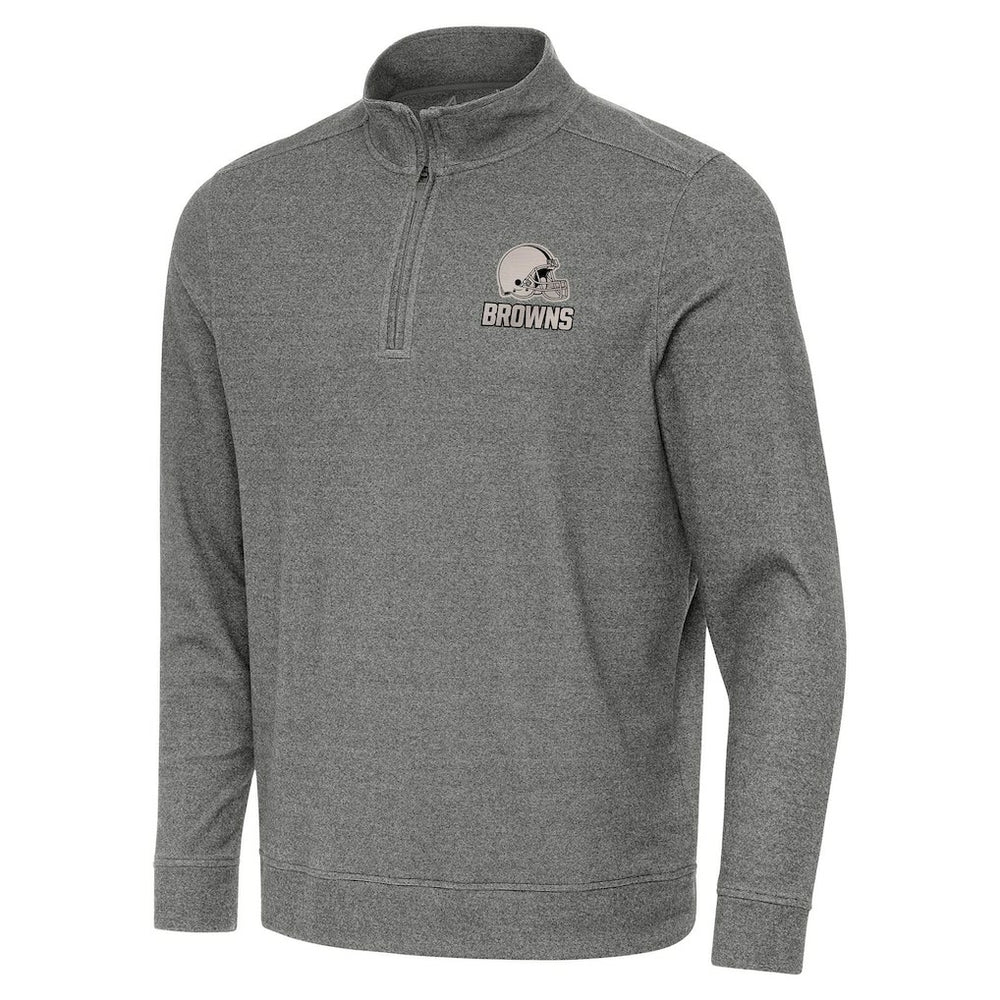 Cleveland Browns Antigua Subtle Quarter-Zip Top Heather Black