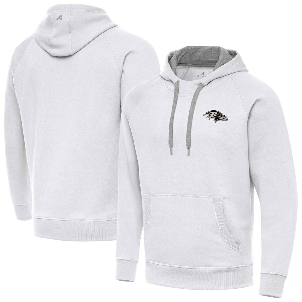 Baltimore Ravens Antigua Brushed Carbon Victory Pullover Hoodie White
