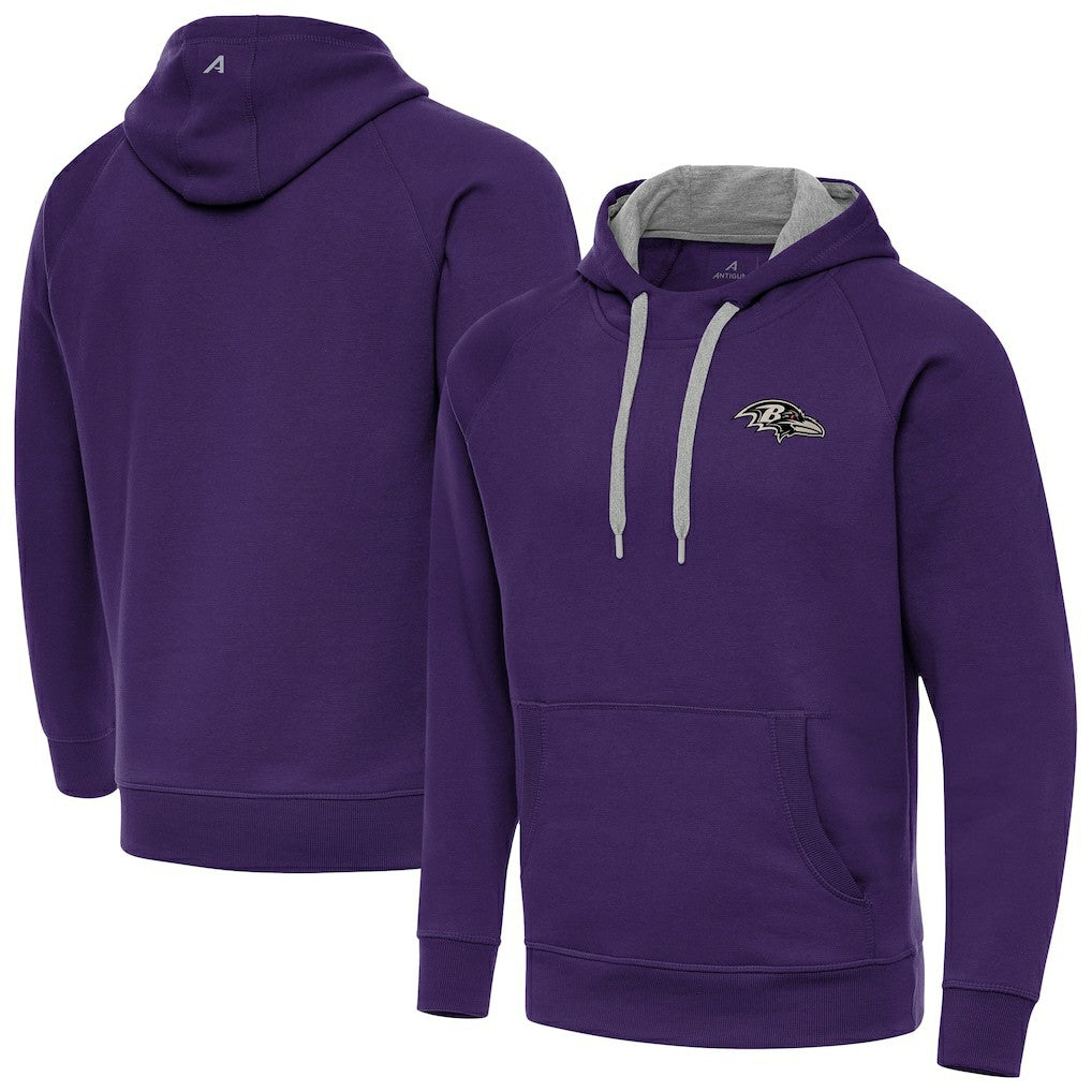 Baltimore Ravens Antigua Brushed Carbon Victory Pullover Hoodie Purple