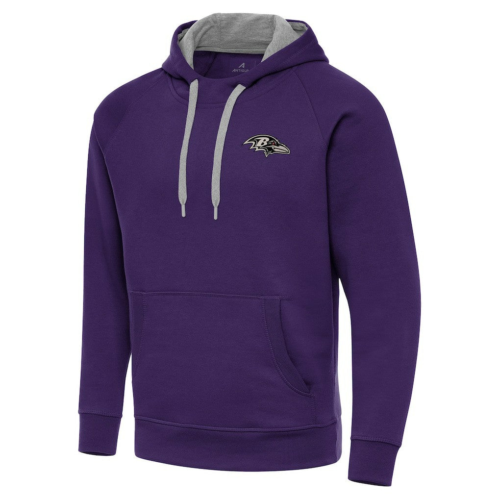 Baltimore Ravens Antigua Brushed Carbon Victory Pullover Hoodie Purple