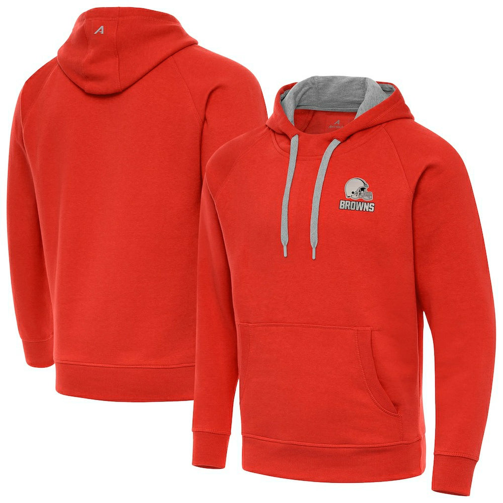Cleveland Browns Antigua Brushed Carbon Victory Pullover Hoodie Orange