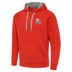 Cleveland Browns Antigua Brushed Carbon Victory Pullover Hoodie Orange