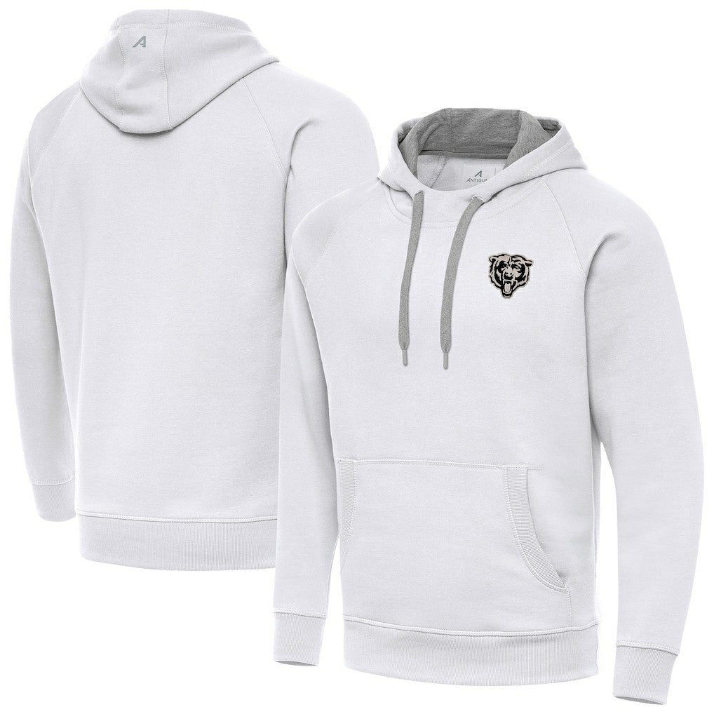 Chicago Bears Antigua Brushed Carbon Victory Pullover Hoodie White
