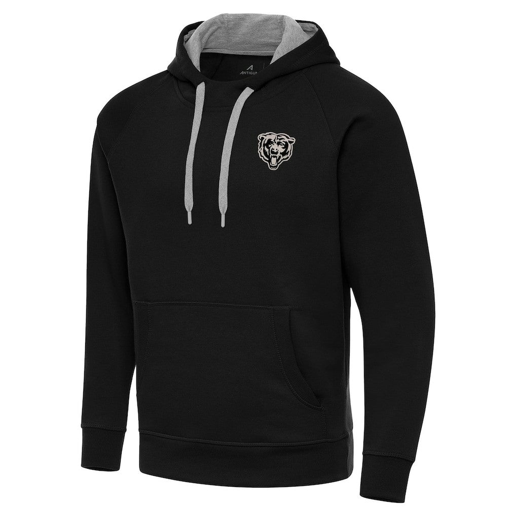 Chicago Bears Antigua Brushed Carbon Victory Pullover Hoodie Black