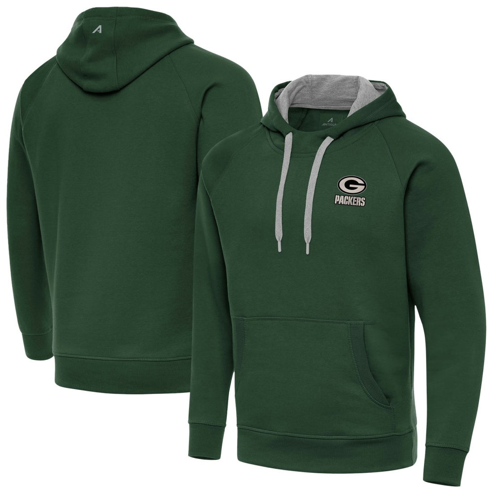 Green Bay Packers Antigua Brushed Carbon Victory Pullover Hoodie Green