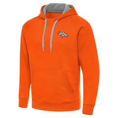 Denver Broncos Antigua Brushed Carbon Victory Pullover Hoodie Orange