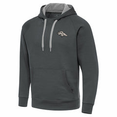 Denver Broncos Antigua Brushed Carbon Victory Pullover Hoodie Charcoal