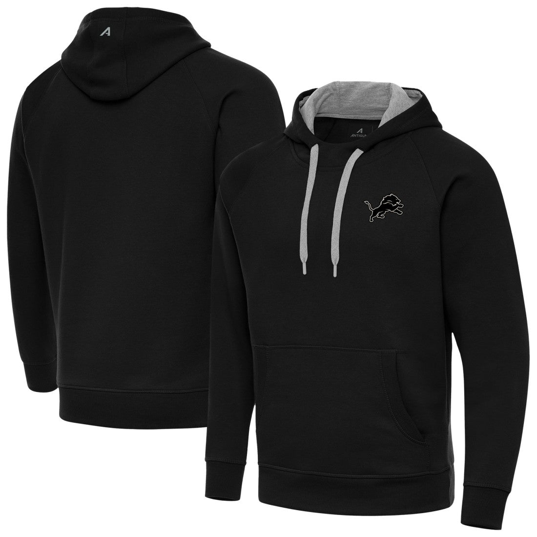 Detroit Lions Antigua Brushed Carbon Victory Pullover Hoodie Black