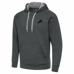 Detroit Lions Antigua Brushed Carbon Victory Pullover Hoodie Charcoal