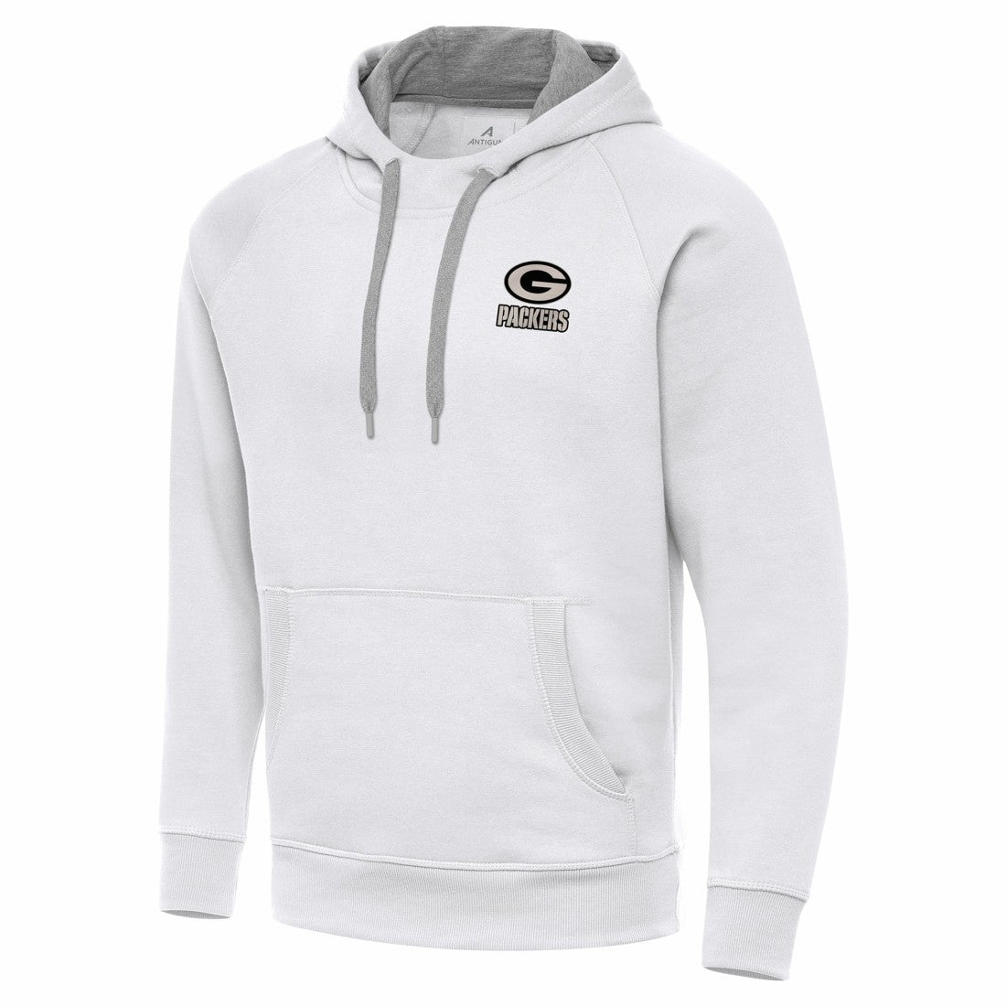 Green Bay Packers Antigua Brushed Carbon Victory Pullover Hoodie White