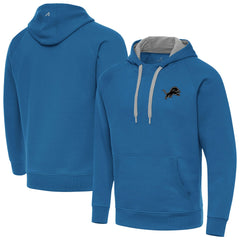 Detroit Lions Antigua Brushed Carbon Victory Pullover Hoodie Blue