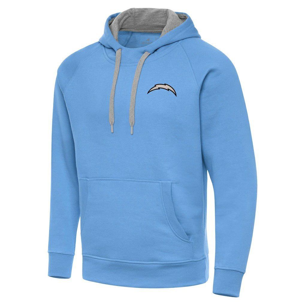 Los Angeles Chargers Antigua Brushed Carbon Victory Pullover Hoodie Powder Blue