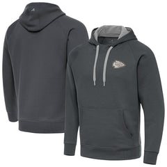 Kansas City Chiefs Antigua Brushed Carbon Victory Pullover Hoodie Charcoal