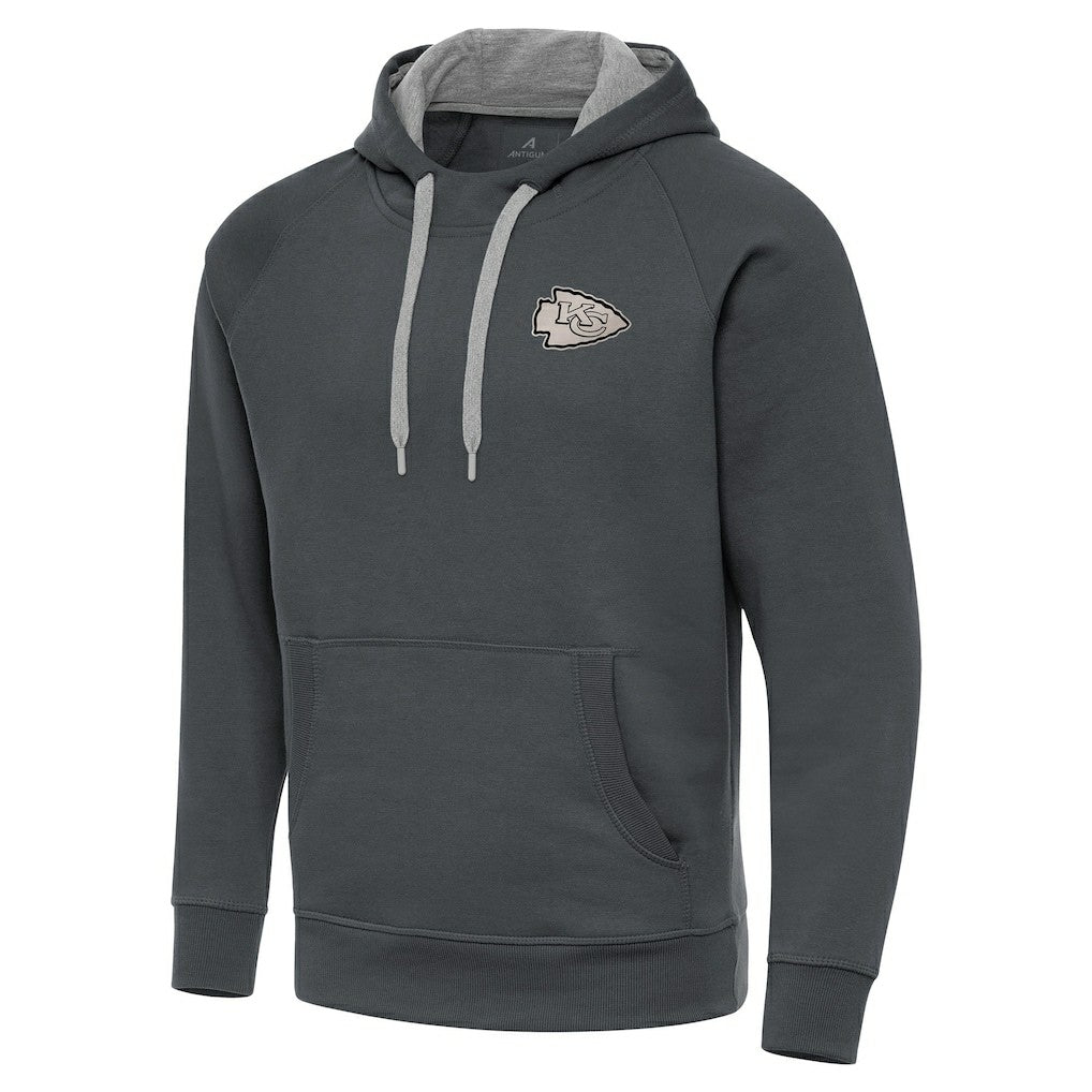 Kansas City Chiefs Antigua Brushed Carbon Victory Pullover Hoodie Charcoal