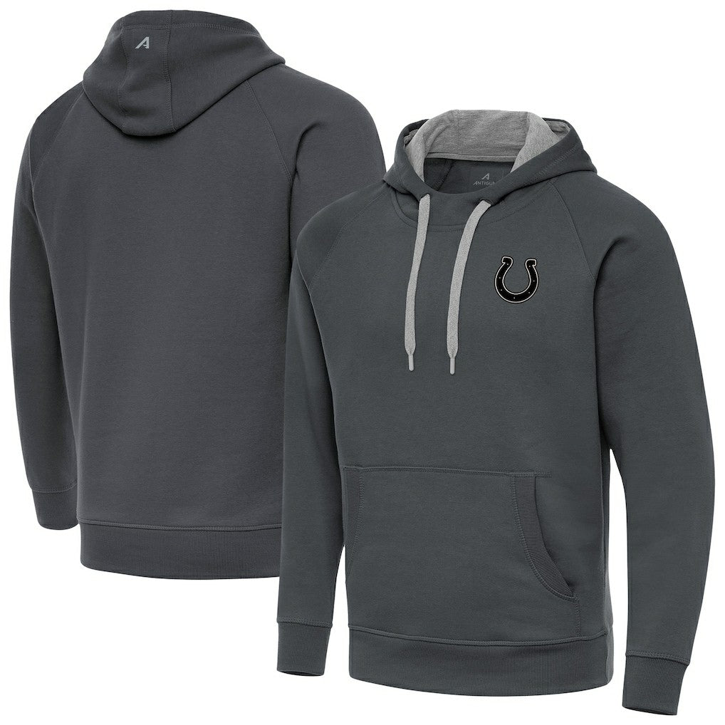 Indianapolis Colts Antigua Brushed Carbon Victory Pullover Hoodie Charcoal