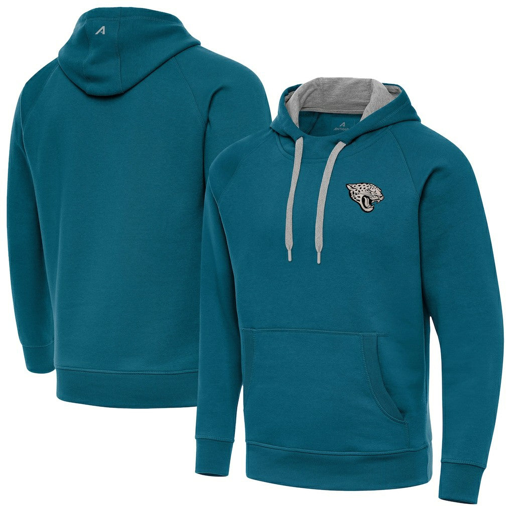 Jacksonville Jaguars Antigua Brushed Carbon Victory Pullover Hoodie Teal