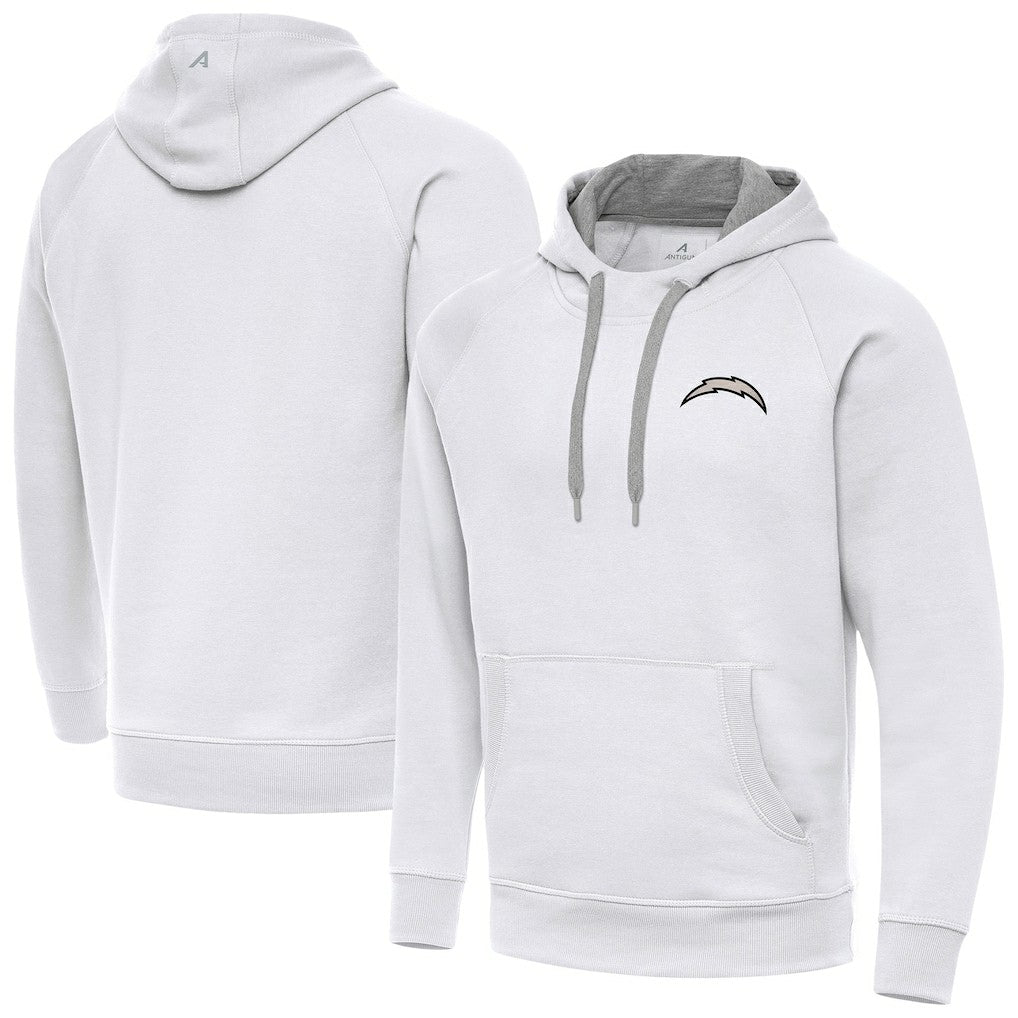Los Angeles Chargers Antigua Brushed Carbon Victory Pullover Hoodie White