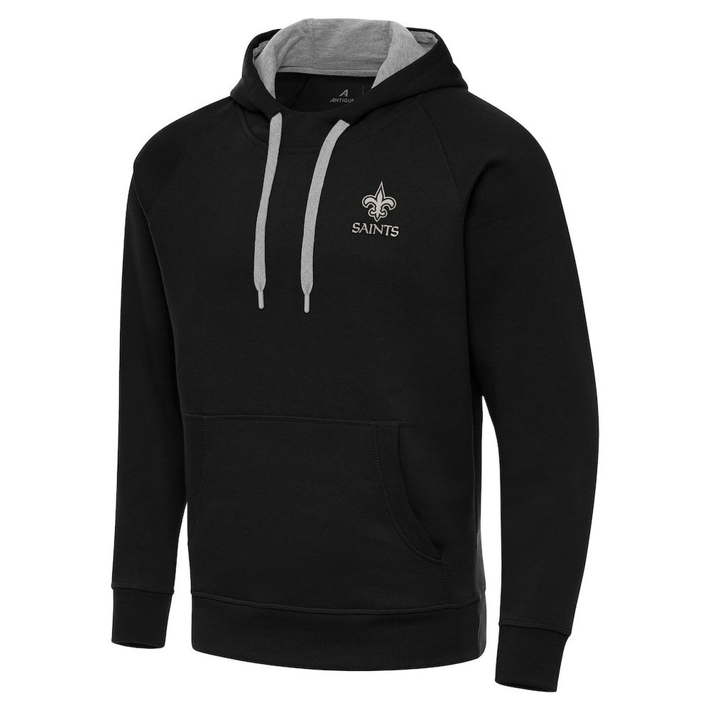 New Orleans Saints Antigua Brushed Carbon Victory Pullover Hoodie Black