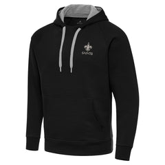 New Orleans Saints Antigua Brushed Carbon Victory Pullover Hoodie Black