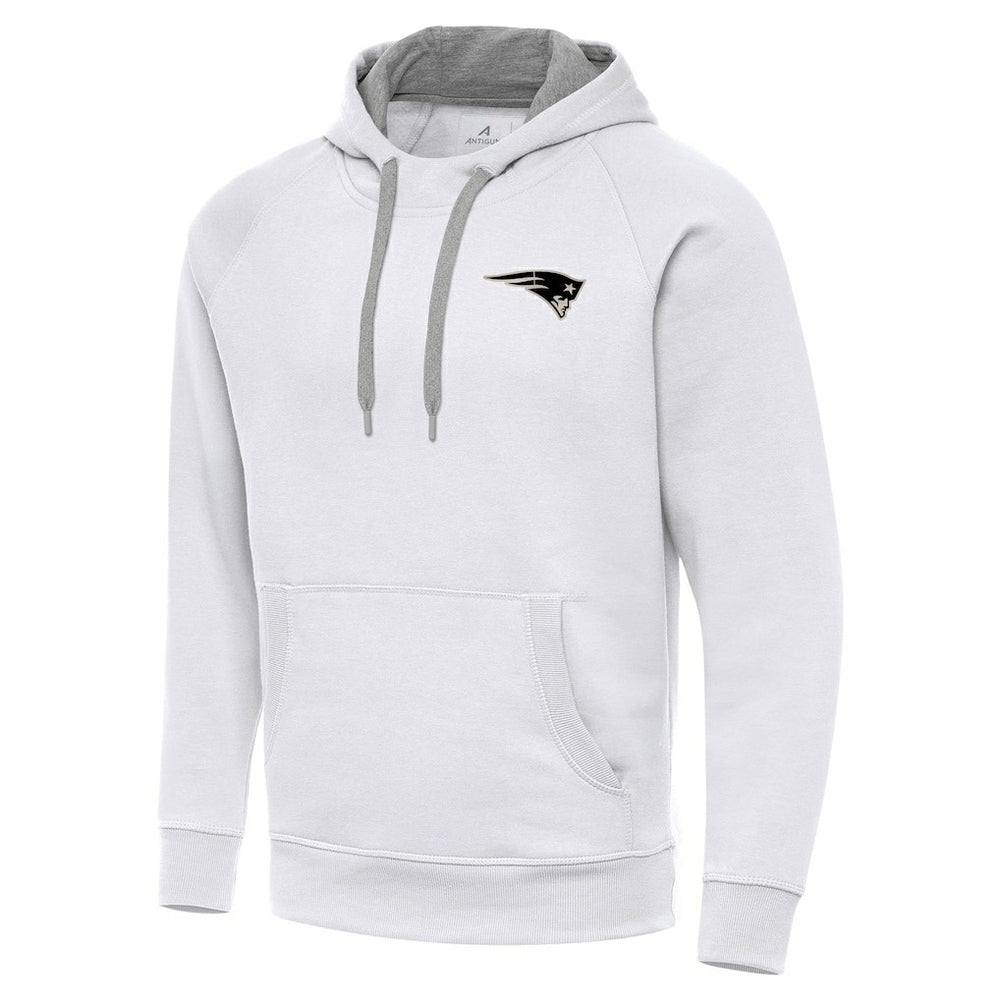 New England Patriots Antigua Brushed Carbon Victory Pullover Hoodie White