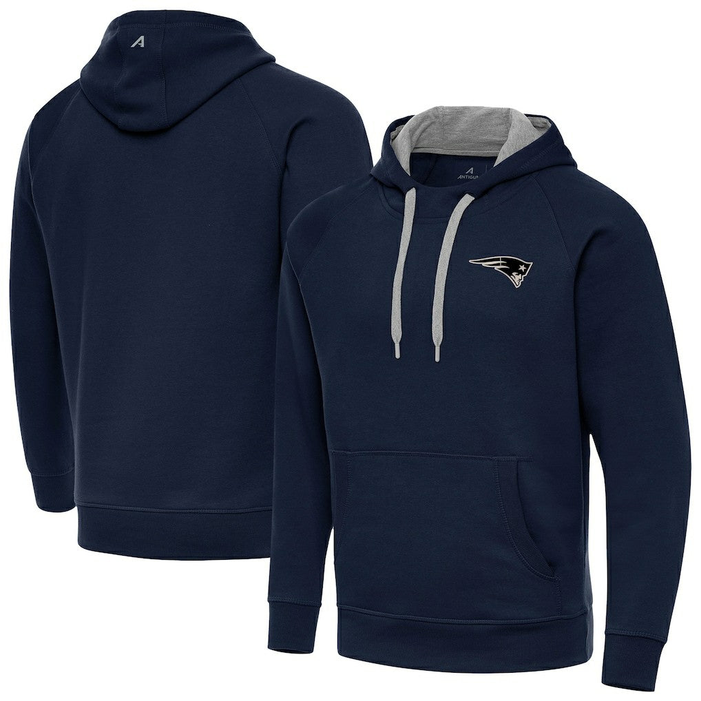 New England Patriots Antigua Brushed Carbon Victory Pullover Hoodie Navy