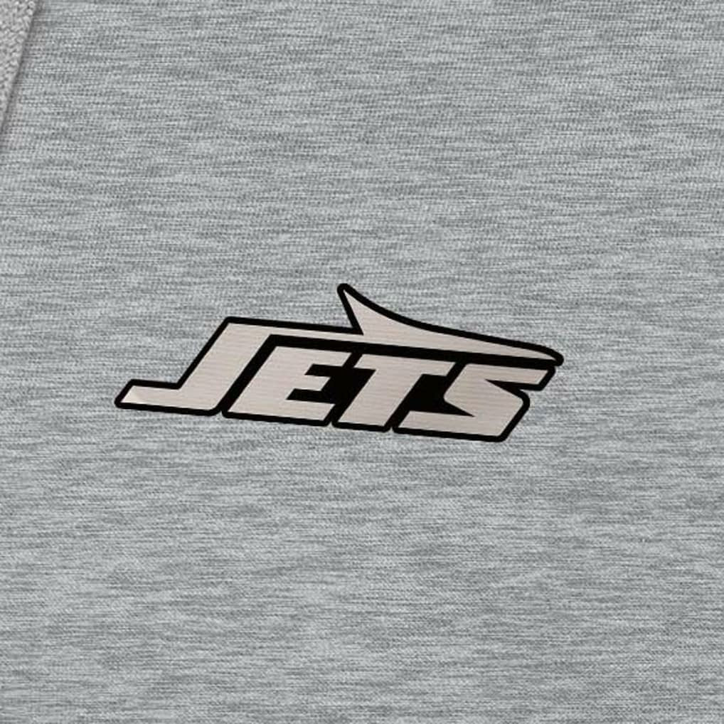 New York Jets Antigua Brushed Carbon Victory Pullover Hoodie Heather Gray