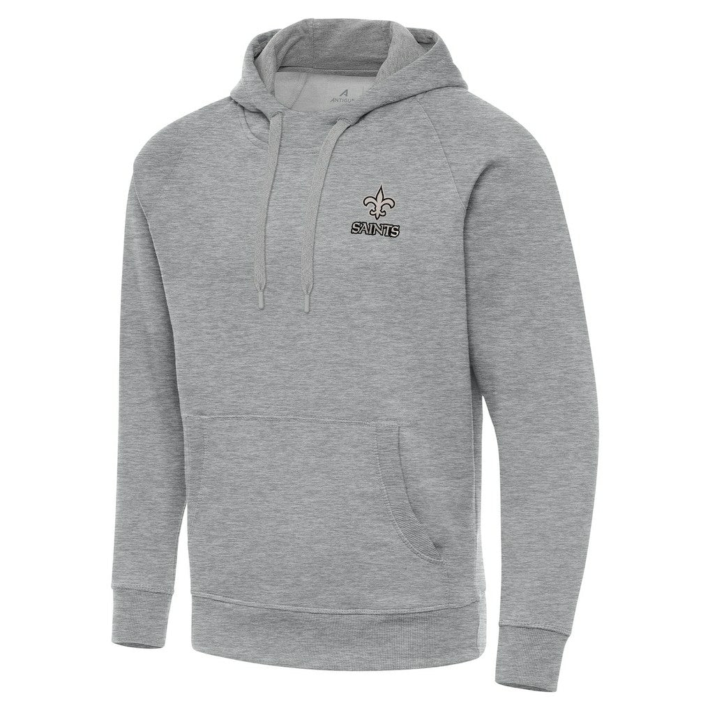 New Orleans Saints Antigua Brushed Carbon Victory Pullover Hoodie Heather Gray