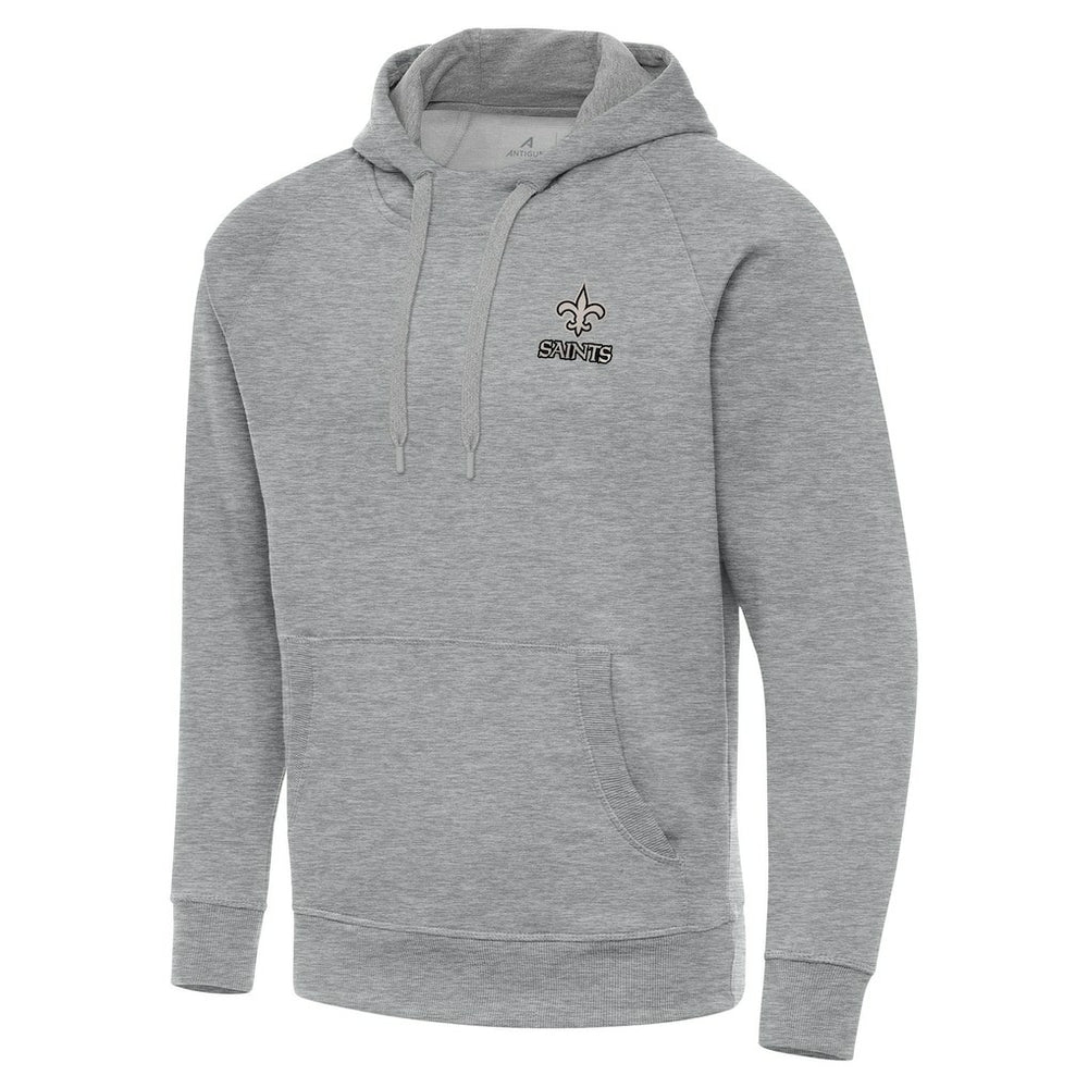 New Orleans Saints Antigua Brushed Carbon Victory Pullover Hoodie Heather Gray