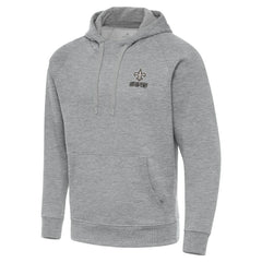 New Orleans Saints Antigua Brushed Carbon Victory Pullover Hoodie Heather Gray