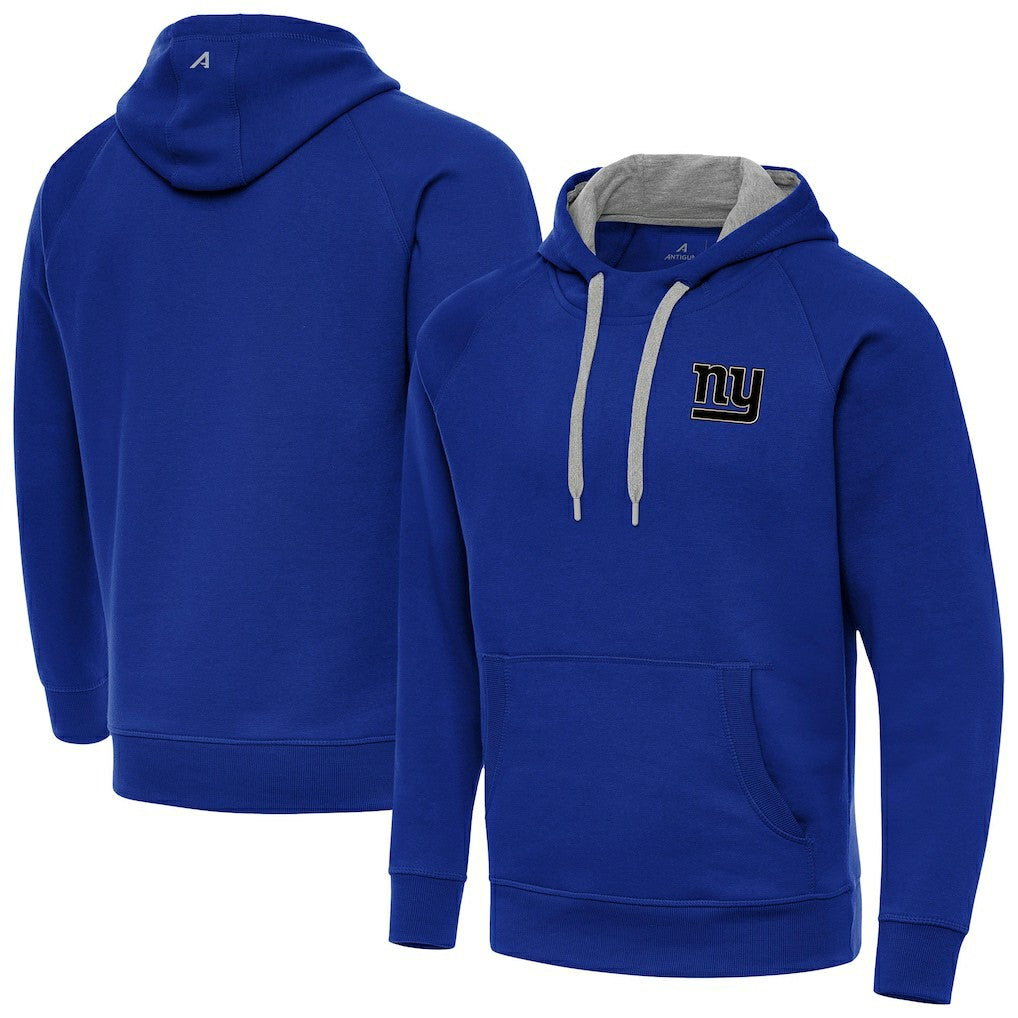 New York Giants Antigua Brushed Carbon Victory Pullover Hoodie Royal