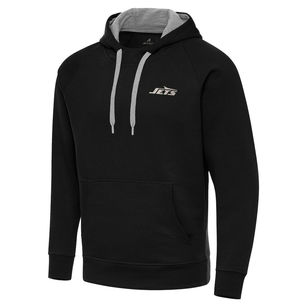 New York Jets Antigua Brushed Carbon Victory Pullover Hoodie Black