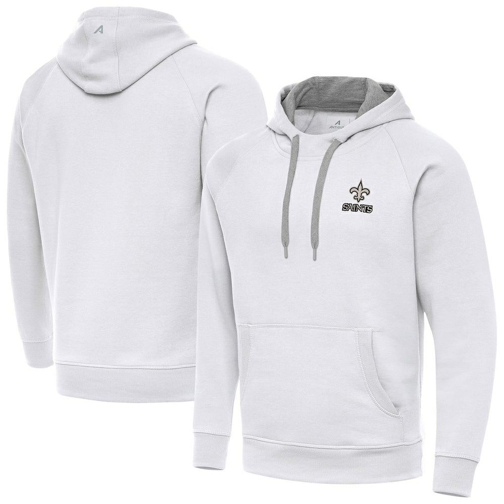 New Orleans Saints Antigua Brushed Carbon Victory Pullover Hoodie White