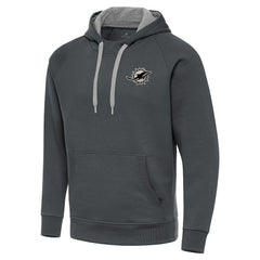 Miami Dolphins Antigua Brushed Carbon Victory Pullover Hoodie Charcoal