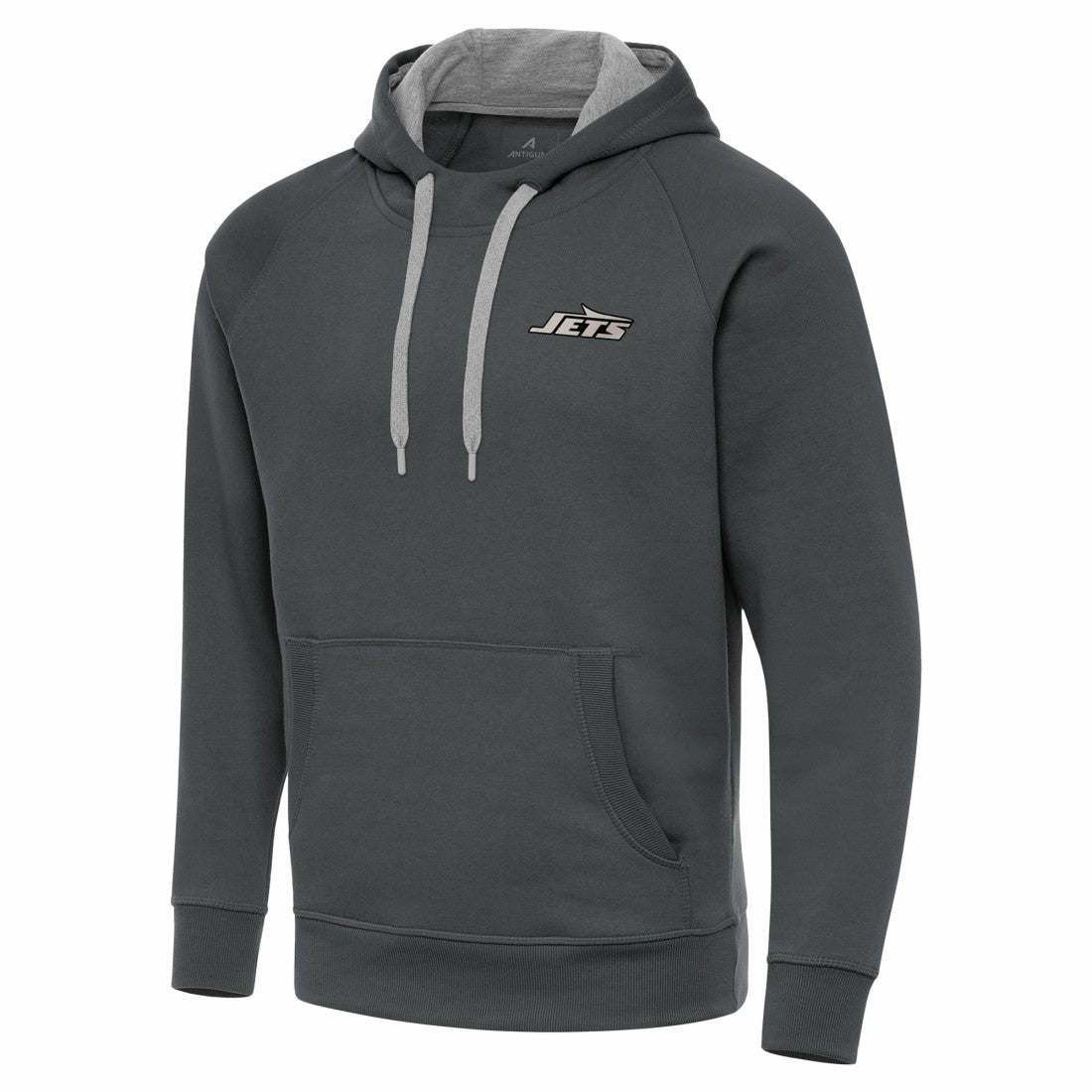 New York Jets Antigua Brushed Carbon Victory Pullover Hoodie Charcoal