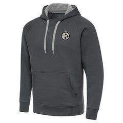Pittsburgh Steelers Antigua Brushed Carbon Victory Pullover Hoodie Charcoal