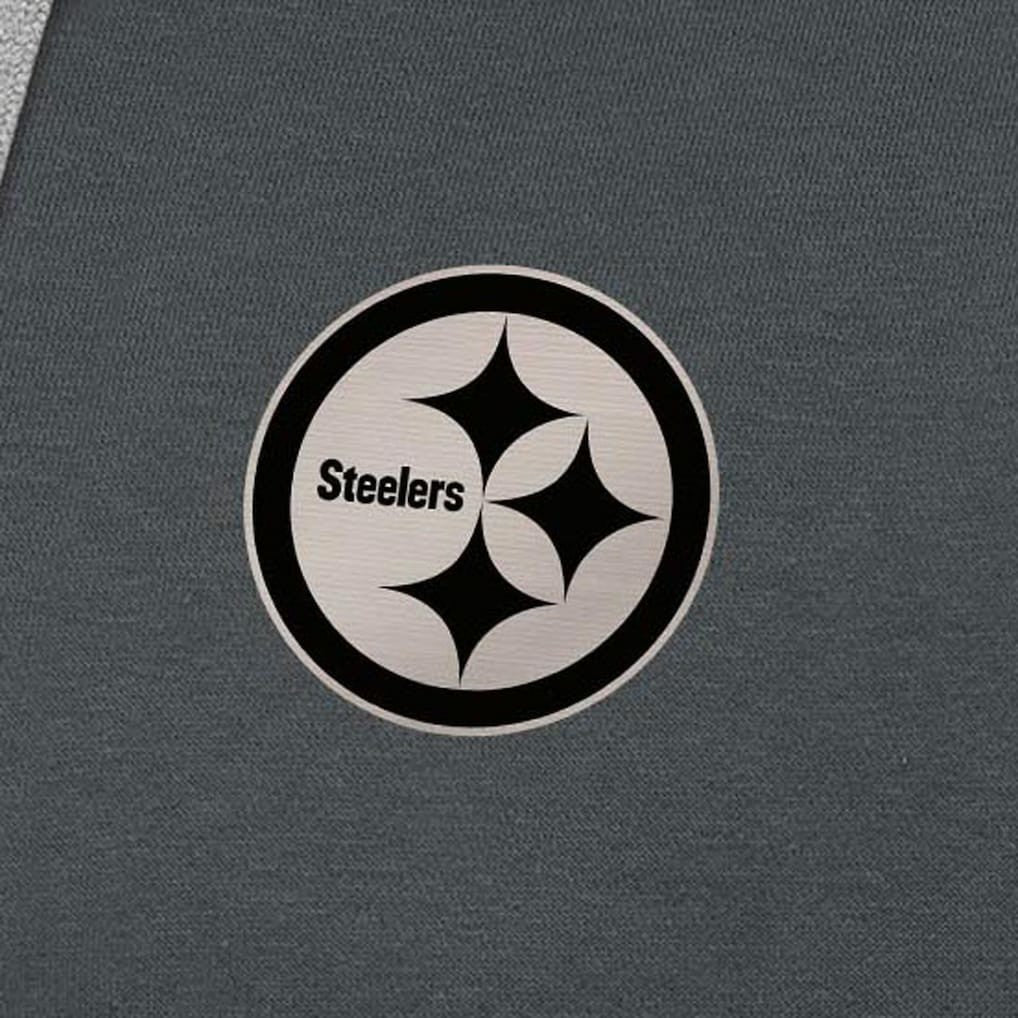 Pittsburgh Steelers Antigua Brushed Carbon Victory Pullover Hoodie Charcoal